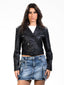 black crop fit leather jacket