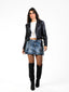 black crop fit leather jacket